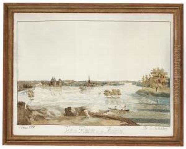 Vue De Gripsholm Et De Mariaefred Oil Painting by Johan Fredrik Martin