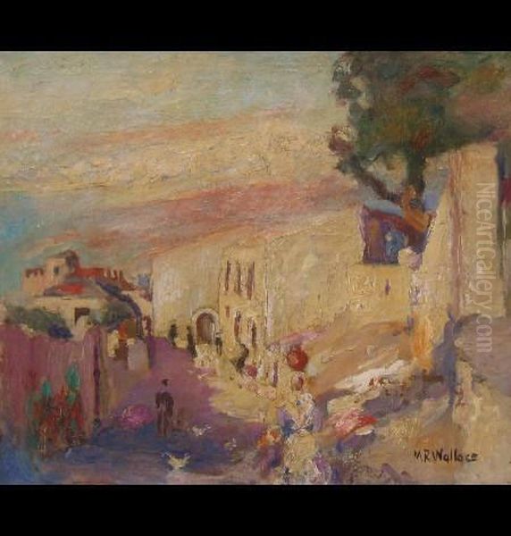 Impressionistic Street Scene With Figure Oil Painting by Robert Wallace Martin