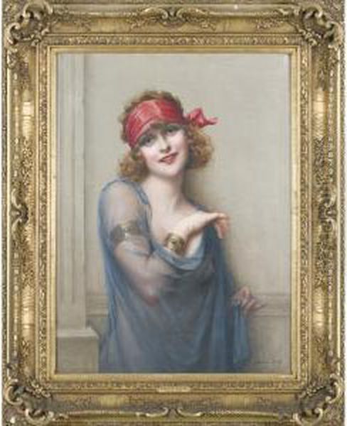 Le Voile Bleu Oil Painting by Francois Martin-Kavel