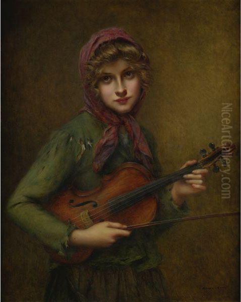 The Young Violinist Oil Painting by Francois Martin-Kavel