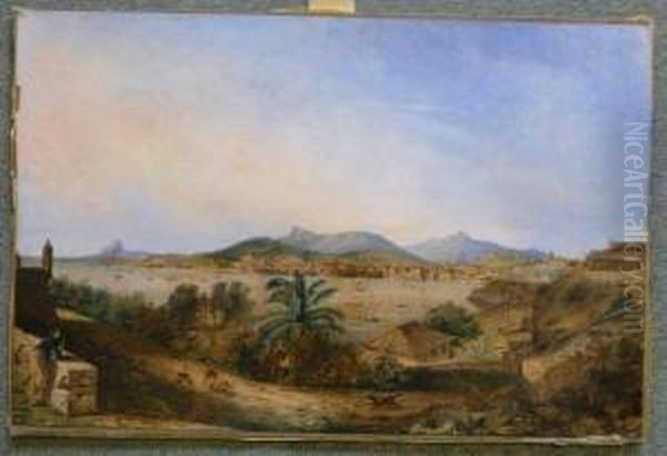 Spanish Colonial Port Oil Painting by Alfred Martinet