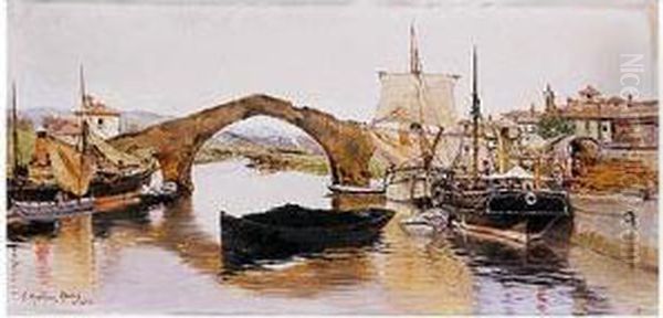 Puente Viejo Deaviles Oil Painting by Juan Abades