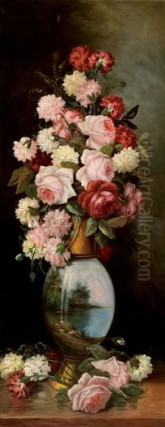 Jarron De Flores Oil Painting by Fernando Martinez Checa