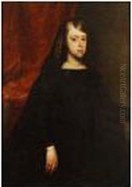 Retrato De La Infanta Dona Margarita De Austria, De Medio Cuerpo Oil Painting by Juan Bautista Martinez del Mazo