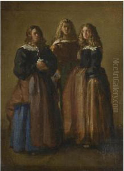 Three Majas Oil Painting by Juan Bautista Martinez del Mazo