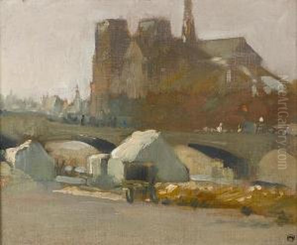 View Of Notre Dame Oil Painting by Xavier Martinez