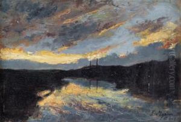 Tramonto Sul Fiume Oil Painting by Luigi Martini