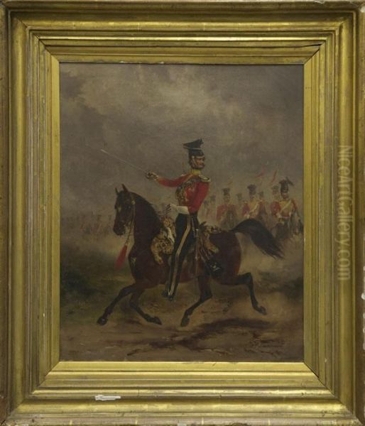 Study Of A Mounted Officer Oil Painting by Henry Martins