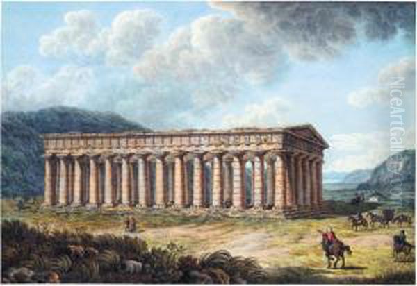 View Of The Temple Of Segesta Oil Painting by Pietro Martorana