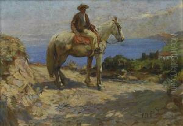 Figura A Cavallo Oil Painting by Filippo Martori Savini