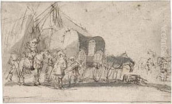 A Military Camp On The Move Oil Painting by Jan the Younger Martszen