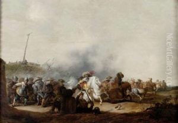 Choc De Cavalerie Oil Painting by Jan the Younger Martszen