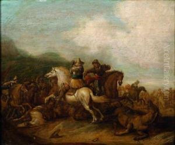 Choc De Cavalerie Oil Painting by Jan the Younger Martszen