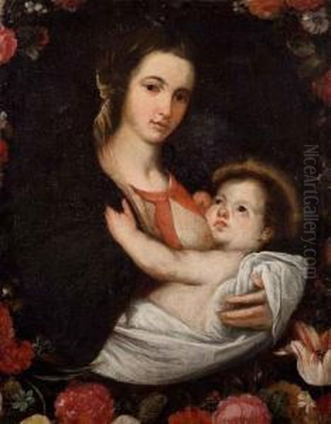 Madonna Col Bambino Oil Painting by Giuseppe Marullo