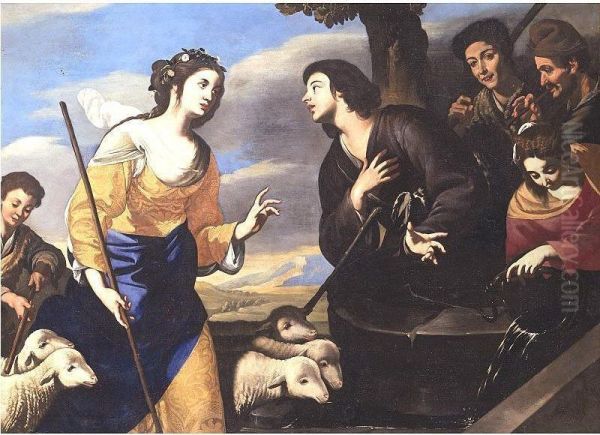 Moses And The Daughters Of Jethro Oil Painting by Giuseppe Marullo