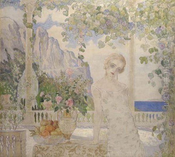 Capri Oil Painting by Piero Marussig