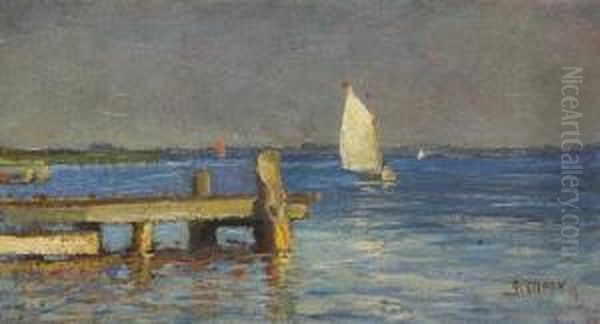 Segelboote Auf Einemnorddeutschen See Oil Painting by Gustav Marx