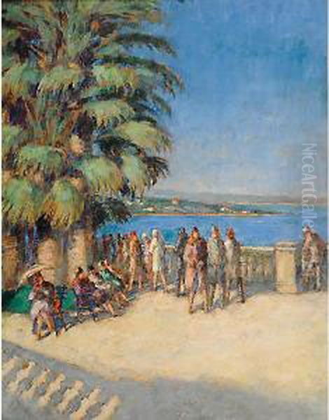 Terrazza Al Sole A Montecarlo Oil Painting by Johann Marx