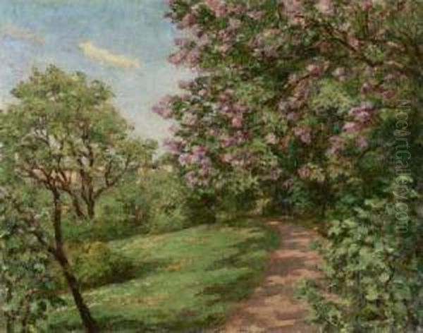 Parkweg Mit Magnolienblute Oil Painting by Johann Marx