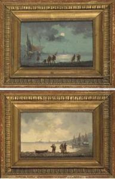 Scenes De Peche Oil Painting by Josephine Mary