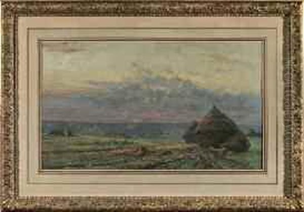 Paysage Aux Meules De Foin Oil Painting by Antoine Marzo