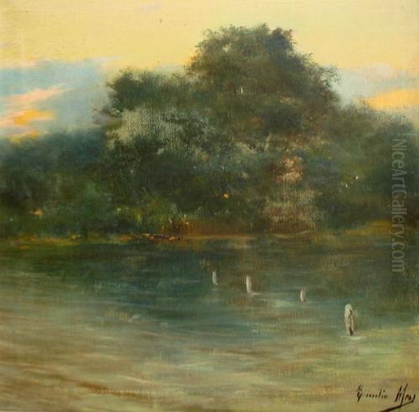 Paisaje Con Bosque Oil Painting by Emilio Mas