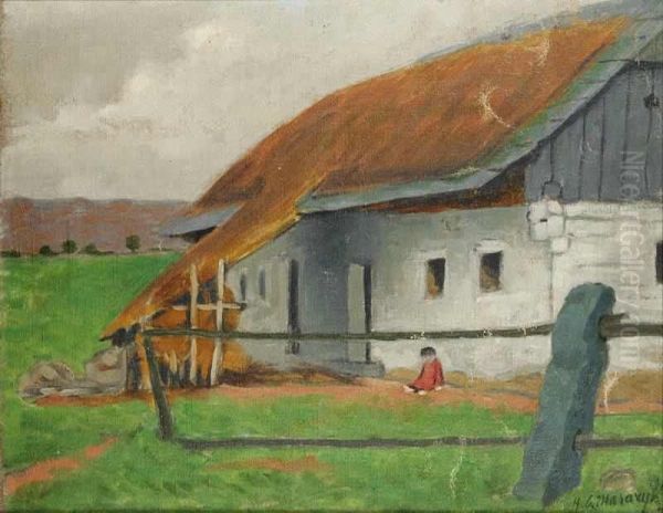 A Farmhouse Oil Painting by Herbert Masaryk