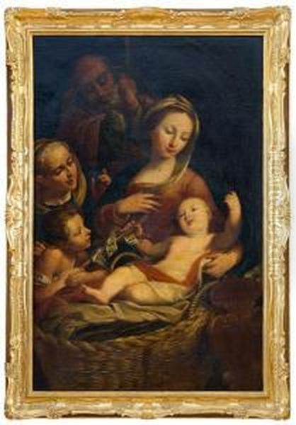 Vergine Con Bambino, Sant'anna E San Giovannino Oil Painting by Agostino Masucci