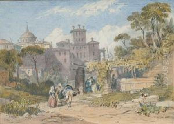 The Chigi Palace At Larigia, Italy Oil Painting by Philip Edward Masey