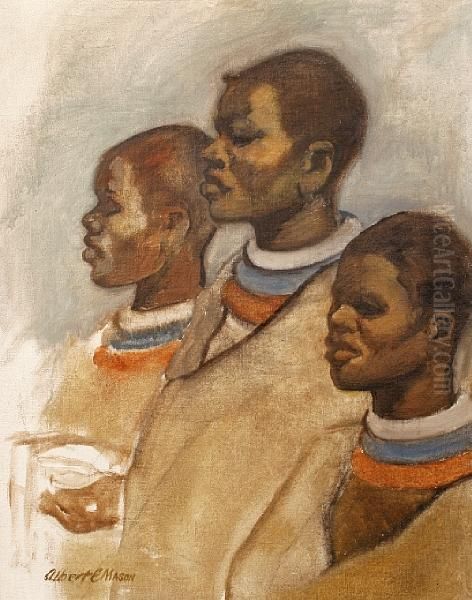 Ndebele Trio Oil Painting by Albert E. Mason