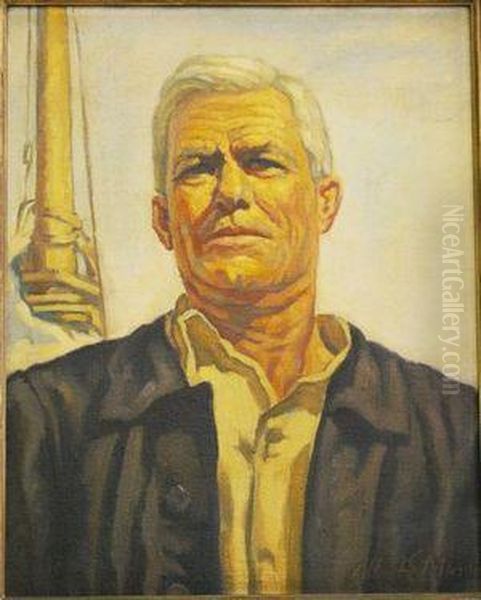 Capt. Harry Pidgeon Of The Islander Oil Painting by Albert E. Mason