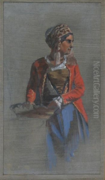 A Roman Peasant Girl Oil Painting by George Hemming Mason