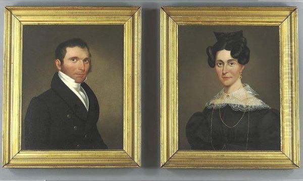 A Pair Of Portraits: Lydia Bigley Of Newport, Rhode Island And Her Husband by Sanford Mason