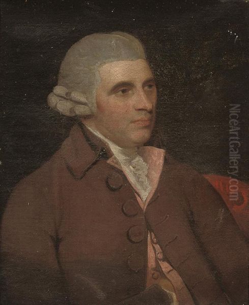 Portrait Of A Gentleman, Half-length, In A Brown Coat And Pinkwaistcoat Oil Painting by John James Masquerier