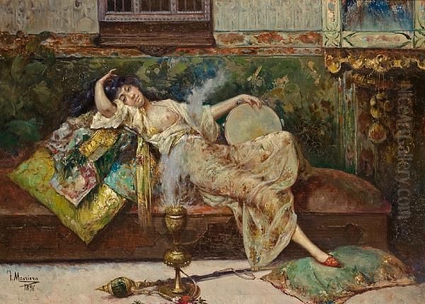 Odalisque Oil Painting by Francisco Masriera y Manovens