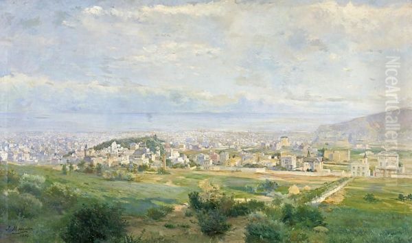 Vista De Barcelona Oil Painting by Francisco Masriera y Manovens