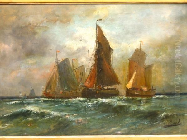 Barques De Peche Oil Painting by Jean Massard