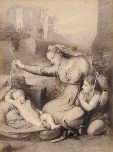 La Vierge Au Voile Oil Painting by Jean Baptiste Louis Massard