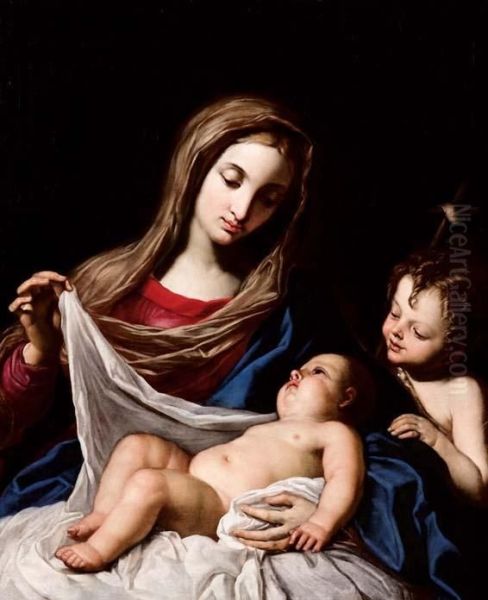 Madonna Con Il Bambino E San Giovannino Oil Painting by Angelo Massarotti