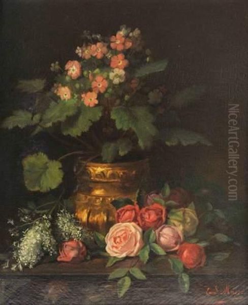 Vase De Fleurs Oil Painting by Emmanuel Auguste Masse