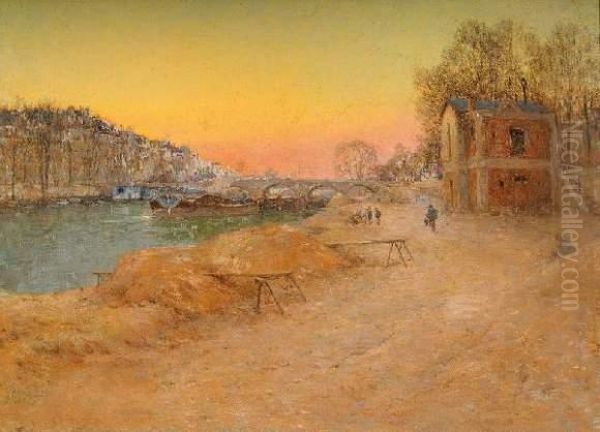 Les Bords De Seine Oil Painting by Jean Eugene Masse