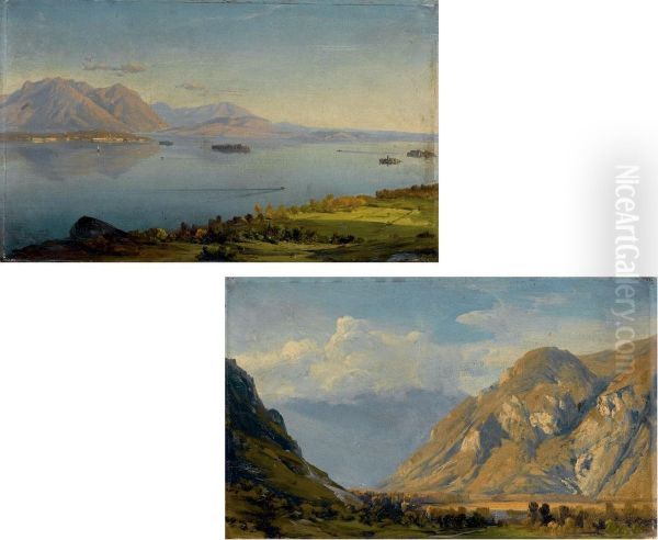 Il Lago Maggiore Dai Monti Sopra Baveno Oil Painting by D'Azeglio Massimo