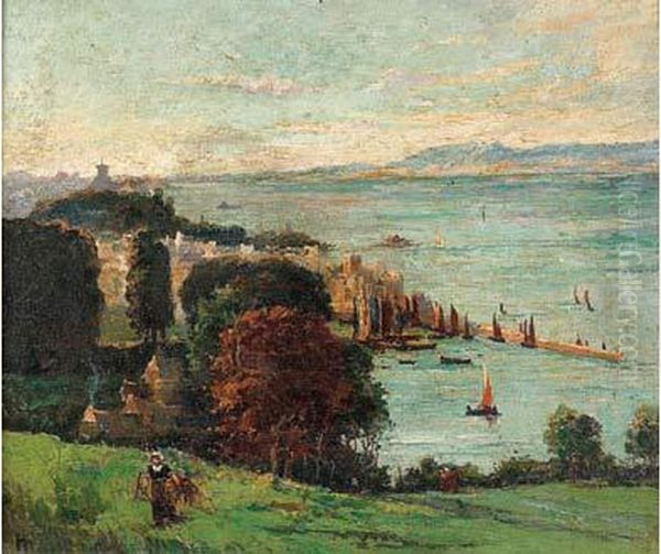 Vue De Douarnenez. Oil Painting by Alexandre Charles Masson