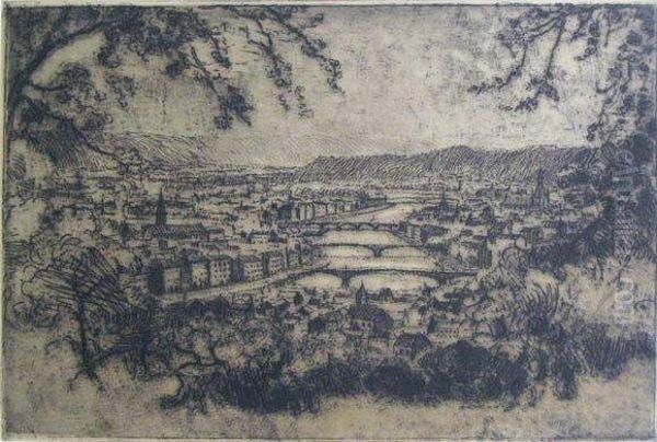 Panorama De Liege. Oil Painting by Edouard Masson