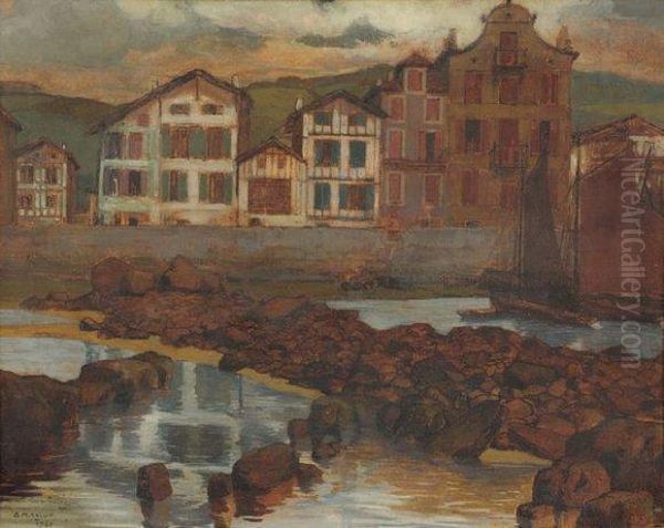 Maisons Sur La Jetee De St Jean De Luz Oil Painting by Georges Masson