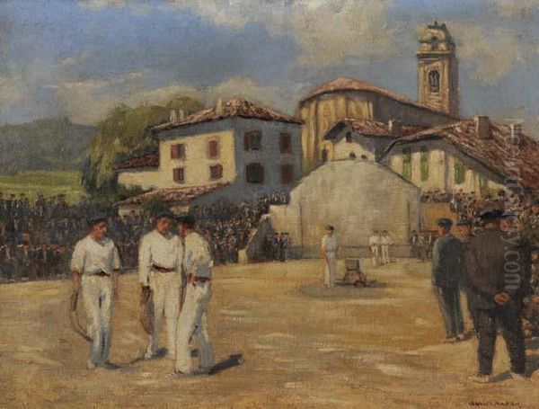 La Partie De Rebot Au Pays Basque Oil Painting by Georges Masson