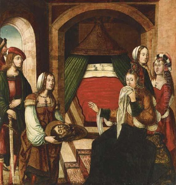 Salome Presenting The Head Of Saint John The Baptist Oil Painting by Master Of Astorga