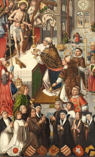 Die Messe Des Hl.gregor Oil Painting by Master Of Heiligen Sippe