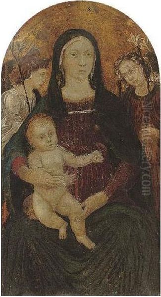 The Madonna And Child Surrounded By Angels Oil Painting by Master Of Marradi