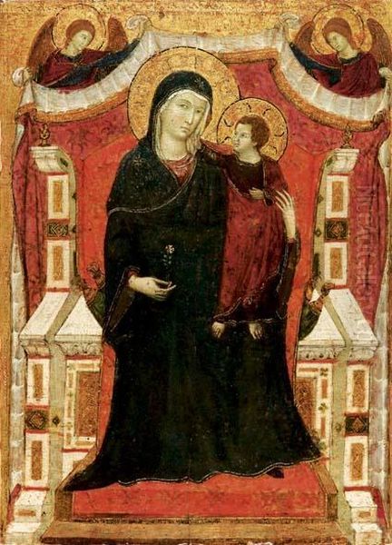 Madonna In Trono Su Sfondo Architettonico Oil Painting by Master Of Monte Oliveto